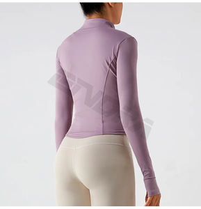 Veste unisexe légère et imperméable à fermeture éclair, coupe ajustée, pour entraînement, fitness, yoga, vêtements de sport, personnalisable, respirante, à manches longues, extensible - Product Image 3