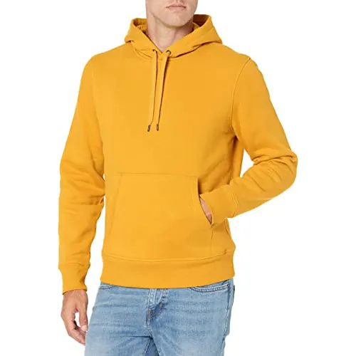 High quality advertising pullover men yellow gold hoodies hip hop style men pullover sweatshirts customer label pullover hoodies