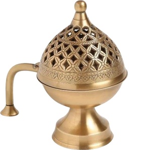 Antique Design Metal Brass <b>Oud</b> <b>Bakhoor</b> Burner Home Decorative Incense Burner for Tabletop Decor Golden Censer Burner - Product Image 6
