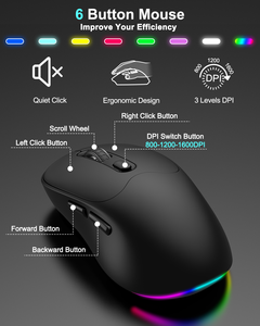 2.4G không dây RGB Backlit máy tính bàn phím chuột combo 108 phím 3 DPI Chuột với khe cắm thẻ điện thoại di động - Product Image 6