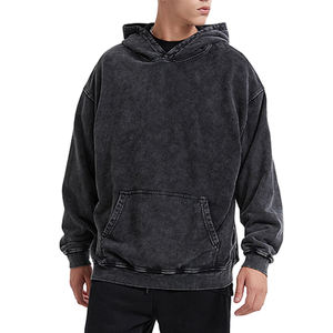 Sweat à capuche pour homme en tissu 100% coton, lavage à l'acide, mode d'hiver, manches longues, longueur standard, sweat à capuche pour homme en lavage à l'acide - Product Image 1