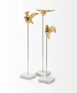 雕塑金鸟猫头鹰，金属底座，增强您客厅的美丽高品质产品
