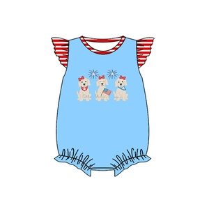 Đặt hàng trước bộ đồ liền thân ngủ cho bé gái sơ sinh, tay bồng, thiết kế theo yêu cầu OEM, chủ đề ngày 4 tháng 7 của Mỹ, chất liệu mềm mại, co giãn, thời trang, kiểu dáng boutique. - Product Image 4