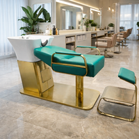 Fauteuil de lavage professionnel de luxe pour salon de coiffure avec bac en céramique, design ergonomique pour usage en institut de beauté et spa