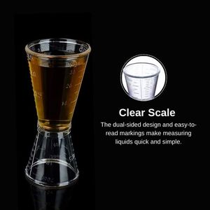 Premium Double <b>Clear</b> <b>Plastic</b> Cocktail Measuring Jigger Shot <b>Glasses</b> Premium Bar Tools for Drink Spirit Measure Cup Barware - Product Image 2