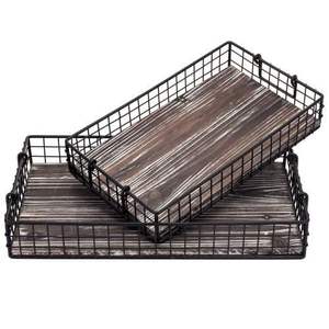 Bandeja de almacenamiento de encimera Retro rústica Bandeja decorativa multiusos de metal única con base de madera Bandeja de mesa hecha en la India - Product Image 6