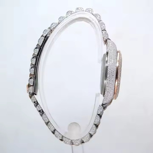 Moissanite Diamond Quartz Alloy Case & <b>Stainless</b> <b>Steel</b> <b>Bracelet</b> <b>Men's</b> Ultra Luxury Fashion Watch with Glass Dial 5mm Thickness - Product Image 4