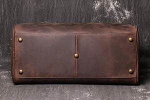 Factory OEM ODM Men High End Retro Large Capacity Full Grain Leather <b>Travel</b> Duffle Bag Real Genuine Leather <b>Holdall</b> Duffel Bag - Product Image 4