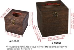 Bathroom <b>Tissue</b> <b>Holder</b> Retro Square Wooden Boutique Decoration for Home Office Car - Brown (Brown 6 Inches) - Product Image 2