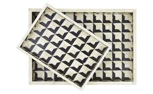 Bandeja con incrustaciones talladas, bandeja para servir hecha a mano, incrustaciones de hueso de lujo, desayuno de Ramadán, comida, fruta, café, té, bandeja decorativa - Product Image 6