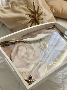 GLITTER Plateau de service en résine époxy fait à la main Essentiels de cuisine uniques pour la maison Restaurant Hôtel Plateaux de service décoratifs - Product Image 3