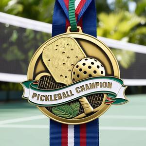 Medallas exclusivas de Pickleball de latón antiguo para competiciones universitarias de secundaria Medalla de metal personalizada de diseño libre para eventos deportivos - Product Image 3