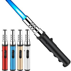 Briquet manuel portable au butane, en plastique noir, rechargeable, coupe-vent, sans flamme, allumage à silex, pour camping, cheminée, fête, barbecue, grillades - Product Image 6