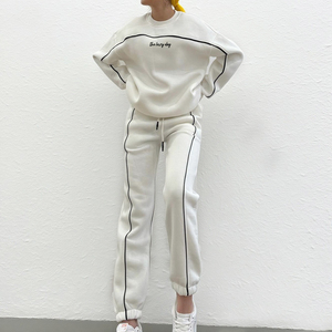 Conjunto de Sudadera con cuello redondo de lana de algodón rosa suave personalizado de alta calidad, sudaderas con capucha y sudaderas para mujer, camisa fina transpirable - Product Image 4