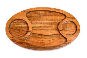 Adorable plateau de service naturel de forme carrée avec plateau à bordure en écorce et poignée en métal pour le rangement des aliments et des fruits. - Product Image 2