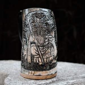 Cuerno de Animal de primera calidad, artesanías hechas a mano, artículos para beber, ágata de cocina, mula de Natural Moscú, grabado, taza de cuerno vikingo pulida - Product Image 1