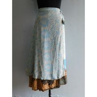Ensemble jupe et robe d'été bohème florale en soie naturelle respirante, style indien vintage, fait main, pour femme, avec ceinture magique à taille naturelle