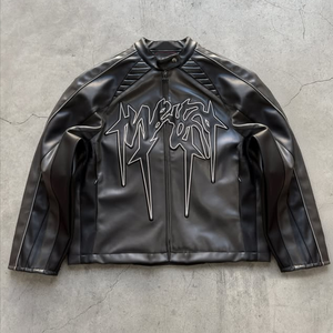 เสื้อโค้ทหนังแท้สำหรับผู้ชาย, เสื้อโค้ทขี่มอเตอร์ไซค์หนังแท้ระบายอากาศได้ดีเสื้อแจ็คเก็ตลำลองมาตรฐานฤดูใบไม้ผลิฤดูใบไม้ร่วงปรับแต่งได้สูง - Product Image 1