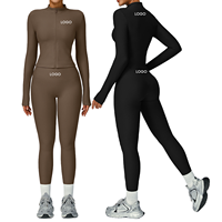 Veste de yoga sans coutures à col montant, coupe ajustée, amincissante, coupe-vent pour activités de plein air, course à pied et fitness, ensemble 2 pièces