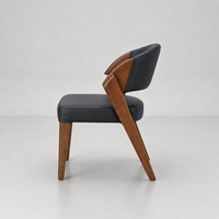 En stock, mobilier d'hôtellerie, chaise de restauration rapide, fauteuil en cuir vintage avec accoudoirs en bois, prêt à être expédié, chaise de bistrot robuste pour restaurant