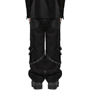 Pantalon large à panneaux en maille gothique punk grunge pour homme, noir 2026 - Product Image 5