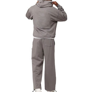 Men Cotton Winter Hooded Casual Hoodies Blank Pocket Sweatpants Track <b>Suit</b> Sport Elastic Loose <b>Pants</b> for Men High Quality - Product Image 3