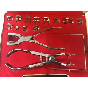 Artículo de Venta caliente Premium Dental 12 piezas Kit de abrazaderas de presa de goma Instrumentos de restauración dental recubiertos de plasma dorado/azul/negro