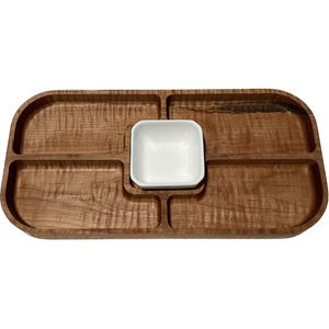 Plateau à chips et à trempette en bois écologique fait à la main avec un bol en métal amovible, plateau de service pour la maison, utilisation au restaurant, taille personnalisée - Product Image 1