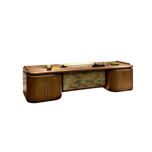 Warm Brown Solid Ash Wood Executive <b>Desk</b> with Mortise-And-Tenon Joinery Rounded Edges 1-Year Warranty - Product Image 1