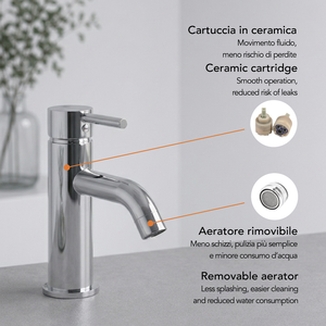 Miscelatore Monocomando Cromato per Lavabo Bagno Collezione Fiemme Koricini - Product Image 4
