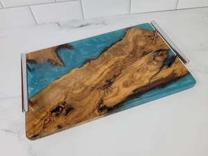 Bandeja de Servicio Decorativa de Resina y Madera de Alta Calidad para Cocina, Acabado Artesanal, Tamaño Personalizado, Saniya - Product Image 5