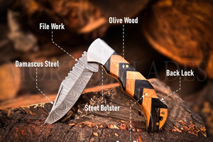 Venta al por mayor mango de madera personalizado hoja de revestimiento de titanio bolsillo al aire libre supervivencia Camping cuchillo plegable portátil - Product Image 4