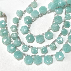 Cuentas de forma hexagonal facetadas de amazonita, cuentas elegantes de piedras preciosas naturales para la fabricación de joyas - Product Image 5