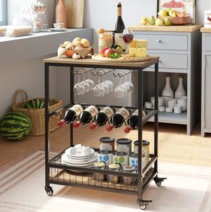 Estante de vino de acero inoxidable para Bar, carrito de cocina para servir comida y vasos de hotel, carrito de bar para catering en casa - Product Image 5