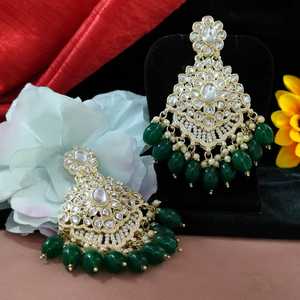 Kundan <b>Earrings</b> With Colored Pearls Blend Of Timeless Charm & Vibrant Detailing Lightweight And Comfortable For Extended Wear - Product Image 1