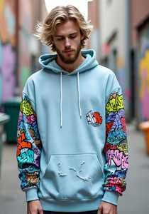 Sudaderas con capucha personalizadas lavadas con ácido gris Pantalla de manga larga DTG Impreso Casual Moda Peso pesado 500GSM Sudaderas con capucha de lana de algodón - Product Image 2