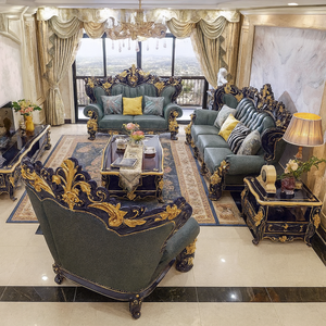 Juego de Sofás de Lujo Estilo Barroco Europeo Negro y Dorado, Tallado a Mano, Madera de Teca Sólida, Tamaño Personalizado Profesional, Diseño de Autor, en Oferta - Product Image 6