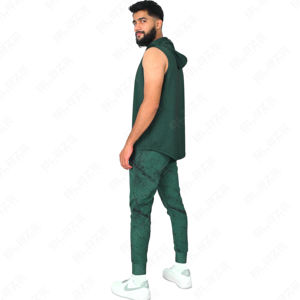 Sudadera sin mangas con capucha elástica para hombre Chaleco de fitness al aire libre con mangas cortas con capucha sudaderas con capucha - Product Image 5
