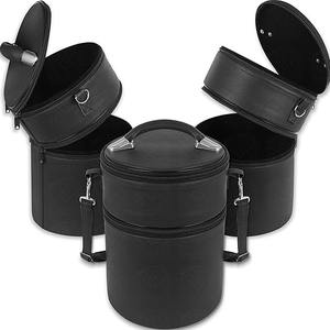 Étui à chapeau noir à double compartiment pour fez, couronne et casquettes, style maçonnique, avec bandoulière et intérieur en velours - Product Image 1