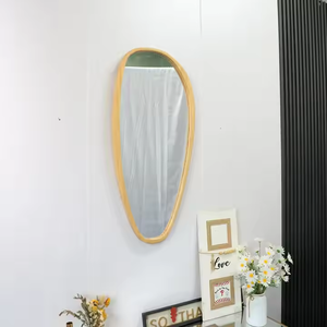 43*90cm que fluye libremente forma de curva marco de madera interior espejo de pared moderno novedoso espejo de arte Irregular por artesanía creciente - Product Image 2