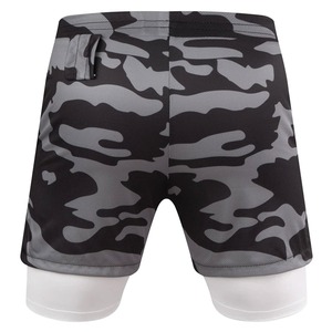 Nouveau short d'entraînement décontracté 100% coton pour hommes séchage rapide 2-en-1 Gym Fitness basket-ball entraînement fermeture éclair poche latérale pour piste et tennis - Product Image 4