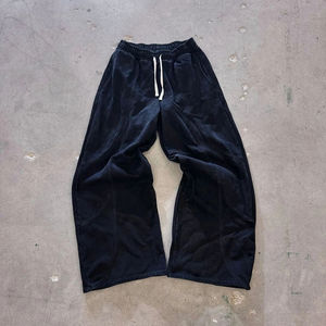 Usine Oem couleur unie vierge coton épais pantalon évasé personnalisé en détresse hommes jambe large surdimensionné pantalon de survêtement bas quantité minimale de commande prix bon marché - Product Image 6