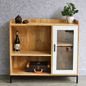 Armoire de salle à manger moderne 100x40x92cm en bois d'hévéa avec pieds en fer TPA008 Meubles - Product Image 3