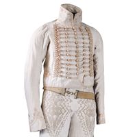 Hussar veste costume or tresse uniforme de cérémonie en coton noir laine napoléonien Vintage Steampunk tunique Pelisse veste