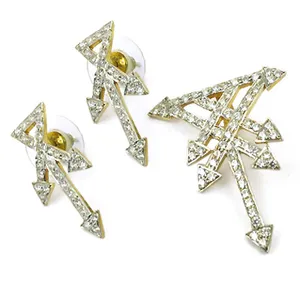 Boucles d'oreilles en argent 925 plaqué or avec zircon, ensemble de bijoux de luxe pour femmes - Product Image 2
