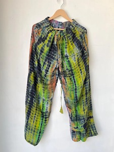 Ensemble de pyjama fait main Tie Dye Sari indien bohème en soie vêtements de nuit d'été vêtements de nuit légers Boho soie mélangée Boho vêtements de détente - Product Image 5