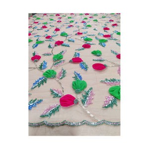 Proveedor al por mayor de telas de red con cuentas ecológicas, tricot no tejido bordado con cuentas para mujeres, para vestido de fiesta para niñas - Product Image 1