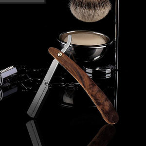 Maquinilla de afeitar de barbero de alta calidad, maquinillas de afeitar de acero inoxidable para hombres, maquinillas de afeitar rectas de barbero Handel de madera para belleza con embalaje personalizado - Product Image 3