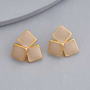Trendy Gold-Plated Religious <b>Stud</b> <b>Earrings</b> 175580 Geometric Heart-shaped Made of Alloy Copper Pearl Diamond for Parties Gifts - Product Image 1