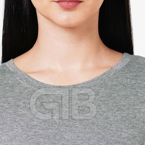 เสื้อยืดผู้หญิงผ้าคอตตอนระบายอากาศแห้งเร็วสีทึบฤดูร้อนเป็นมิตรกับสิ่งแวดล้อม - Product Image 5